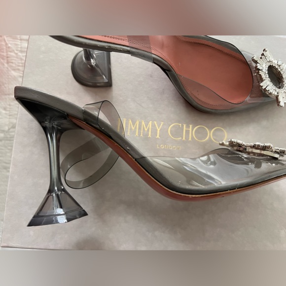 Amina Muaddi Begum Grey Clear glass heel - Picture 3 of 8